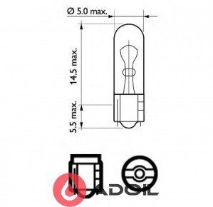 Автолампа 12V/1.2W/W2x4.6d Bosch